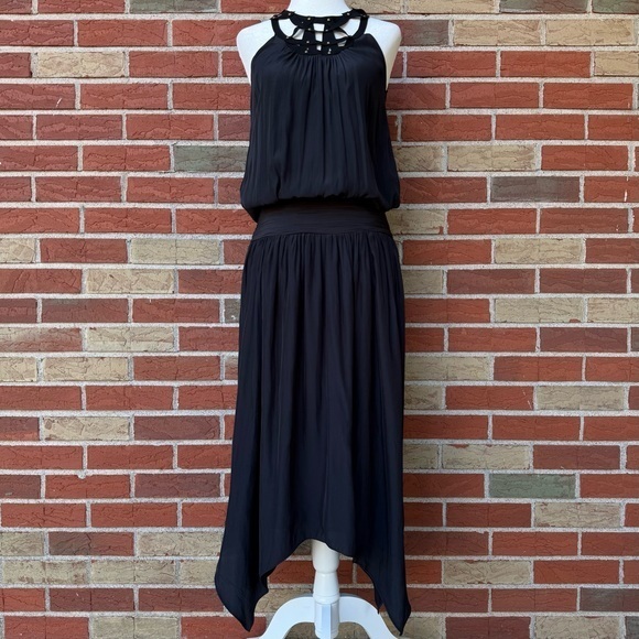 Ramy Brook Dresses & Skirts - Ramy Brook Ruthie Black Studded Neckline Handkerchief Hem Dress 👗